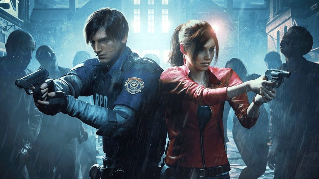 Claire and Leon in the Resident Evil 2 remake game