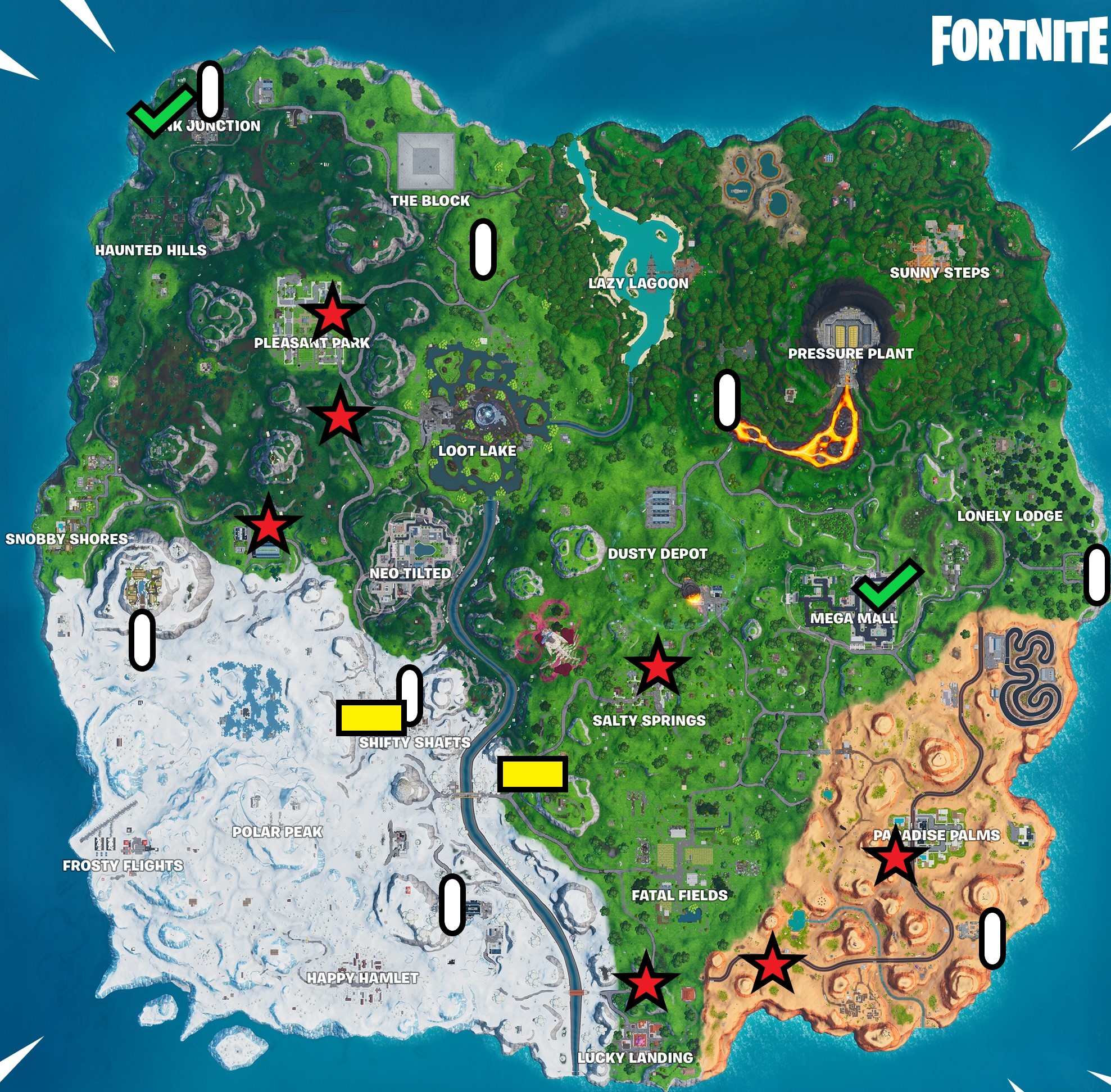 season 10 week 2 missions cheat sheet, map, locations